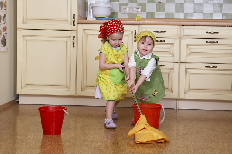 Helping kids clean the house